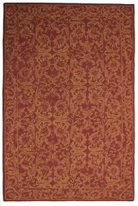Hand-Tufted Hallway Wool Area Rug Living Room Transitional Red Carpet 5x8 ft