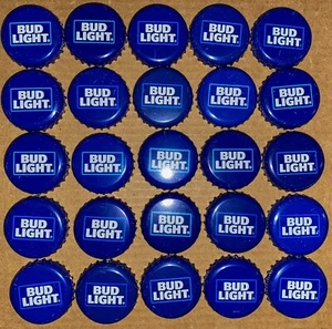 100 BUDWEISER BUD LIGHT BEER BOTTLE CAPS BLUE NO DENTS - Picture 1 of 1