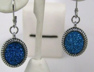 Blue Druzy Earrings - Picture 1 of 4
