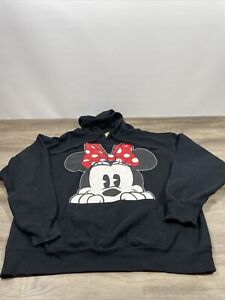 Disney Sweatshirt Minnie Mouse XL Hoodie Pullover Black Red Long Sleeve