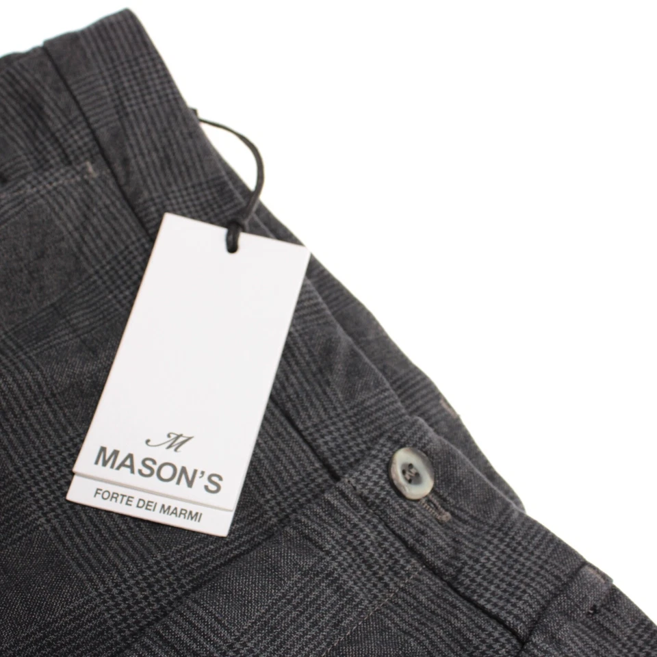 Pantalones chinos/informales Mason's nuevos con etiquetas talla 52 36 EE. UU. en mezcla de algodón a cuadros grises Foto 1 de 4