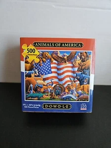 Animals Of America 500 Piece Puzzle Dowdle American Flag Bears Eagle Buffalo - Picture 1 of 12