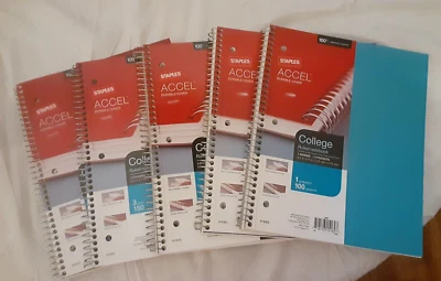 Lot of 6 Staples Accel 1 to 3-Subject Notebooks 8.5" x 11" College Ruled, 5 new - Image 1 of 4