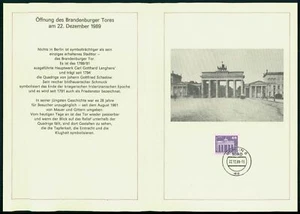 GERMANY GDR DDR 1989 MEMORY FOLDER OPEN BORDER BERLIN WALL BRANDENBURG GATE - Picture 1 of 4