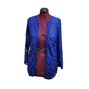 Cárdigan para mujer Chico's azul talla S de encaje mangas largas cubierta frontal abierta - Imagen 1 de 7
