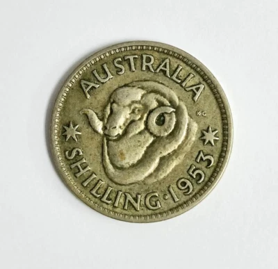 Mazuma*FC625 Australia 1953 Queen Elizabeth II One Shilling Silver Coin GVF - Image 1 of 2