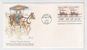 TurtlesTradingPost- Transportation- Surrey 1981 #1907- Fleetwood FDC- Coil Pair - Picture 1 of 2