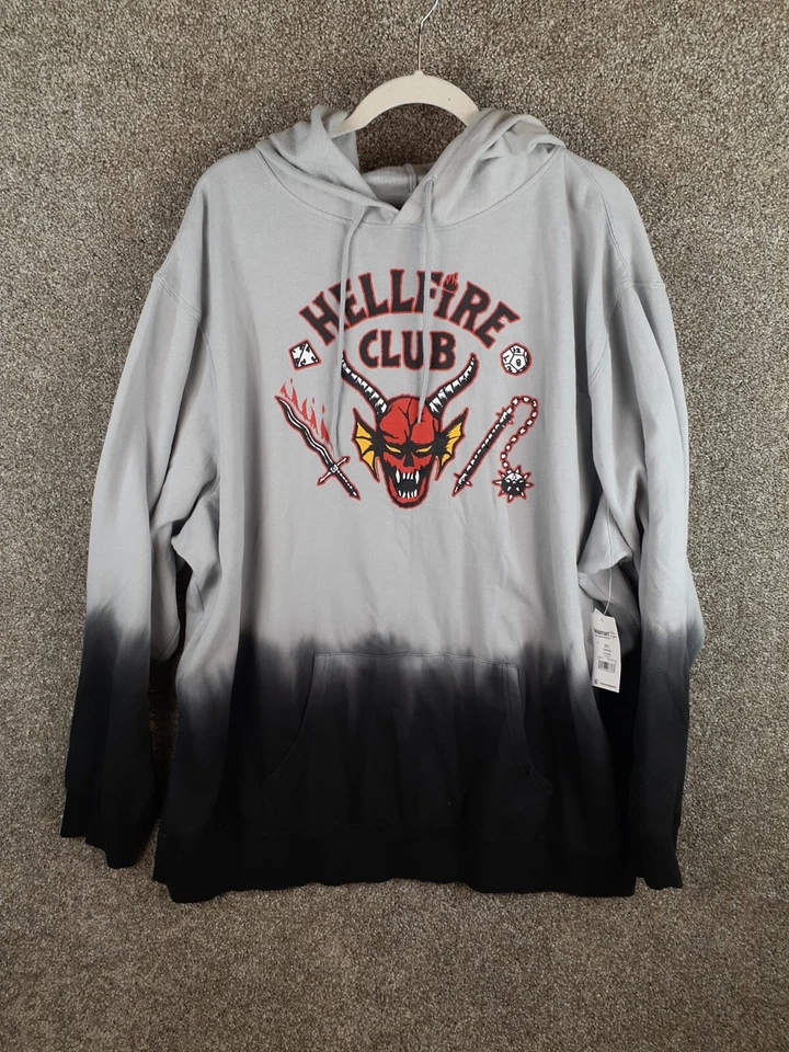 Netflix Stranger Things Hellfire Club Sweatshirt Hoodie Big Mens 3XL Gray