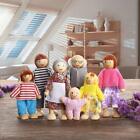 Dolls Family of 7 Poseable Puppet Toy Dollhouse People Wooden Doll Figurines