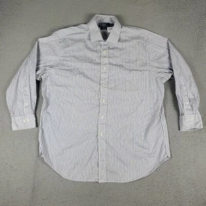 Ralph Lauren Shirt Mens Size 17.5 Blue Striped Dress Button Up Long Sleeve - Picture 1 of 10