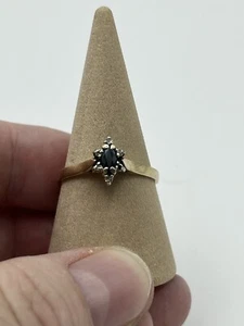 Vintage 9ct Yellow Gold Sapphire And Diamond Ring  - Bild 1 von 6
