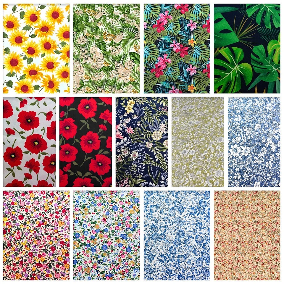 DISCOUNT FABRISC LTD Rose and Hubble Floral Printed Fabric - 45 Inch Wide 100% Cotton