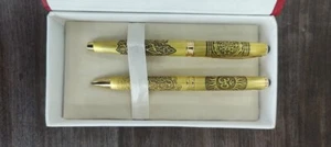 Lord Image Set Of 2 Submarine & OM Engraved Brown & Gold Finish Roller Ball Pen - Picture 1 of 5