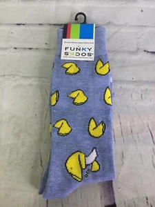 Funky Socks Fortune Cookie Food Novelty Crew Shoe Men’s Size 6-12 NEW 1 Pair - Picture 1 of 4