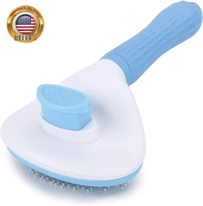 Self Cleaning Slicker Brush, Dog Cat Bunny Pet Grooming Shedding Brush - Easy to - Picture 1 of 7