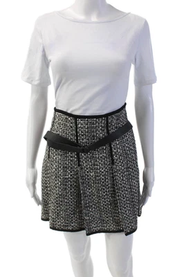 Falda Lida Baday para mujer cremallera lateral hasta la rodilla tweed línea A negra blanca talla 8 Foto 1 de 4