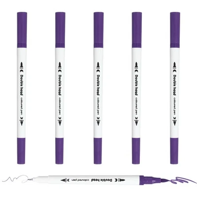 6Pack Dual Brush Markers, Dark Purple Watercolor Fine and Brush Tips Pens - Image 1 of 4
