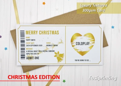 EASIPRINTING Personalised Christmas Theatre Ticket Gift – Scratch to Reveal Your Surprise!