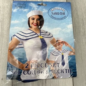 Sailor Fancy Dress Hat Collar & Neck Tie | Mariner | Seaman | Male Female Sexy - Picture 1 of 6