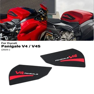 Carbon Rubber Stickers Decals For Ducati Panigale V4 V4 S 2025+ Tank Pads V4 S - Picture 1 of 10
