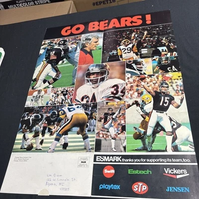 Vintage 1980 Chicago Bears NFL Team Poster Rare  22”x17” Esmark - Image 1 of 4