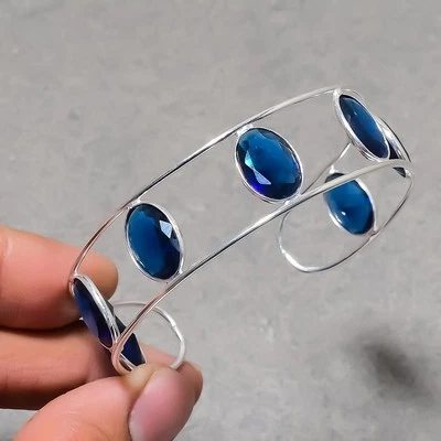 Facettierter Iolith ovale Form Edelstein Handarbeit Modeschmuck verstellbar A... - Bild 1 von 4