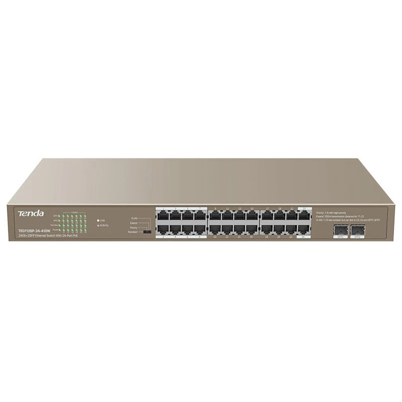 Tenda 24 Port Gigabit + 2 SFP Unmanaged Ethernet Switch with 24-Port PoE (TEG112 - image 1 of 1