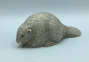 Handcrafted Beaver Figurine Resin Signed CS Made in Canada 4.75” Long EUC - Picture 1 of 7