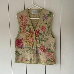 Vintage Portraits by Northern Isles handgestrickter Blumen Pullover Weste Gr. L künstlerisch - Bild 1 von 8