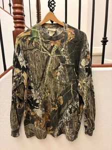 Vintage Mossy Oak Camouflage L-Sleeve Pocket Hunting Shirt Men's L 100% Cotton - Picture 1 of 7