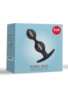 B Ball Duo Silicone Weighted Butt Plug - Black/Grey - Image 1 of 4