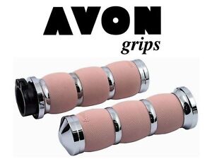 Avon Air Cushioned Grips, Chrome - Pink, Billet Aluminum, Harley - Davidson