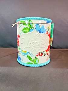 Pioneer Woman Melody Stoneware Utensil Holder Turquoise Blue Floral - Picture 1 of 10