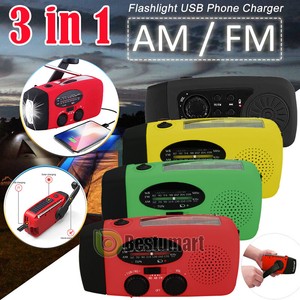 Radio Meteorologica Noaa De Manivela Solar Para Emergencias Con LED Luz Am Fm WB