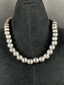Vintage Large Sterling Bead Necklace Strung On Silver Chain - Picture 1 of 8
