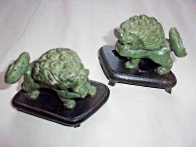Esculturas vintage talladas de piedra verde, esteatita, jade, mármol foo perro león Foto 1 de 4