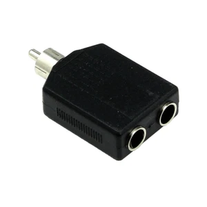 RCA Phono Male Jack to 2 Dual 6.35mm 1/4 Female Socket Audio Convertor Adapter - Picture 1 of 5