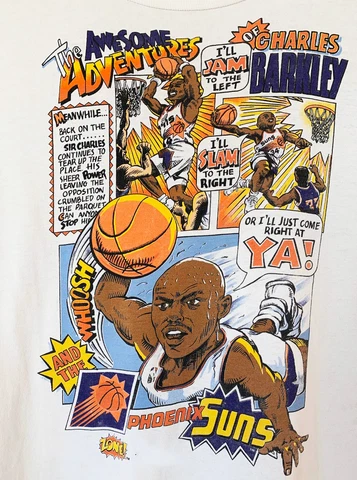 Vintage 90s Charles Barkley T-Shirt Awesome Adventures of Sir Charles 3A1161 USA Cover