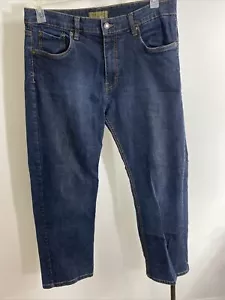 Vaqueros elásticos de mezclilla azul lavado oscuro pierna recta para hombre 36x30 J113 - Imagen 1 de 9