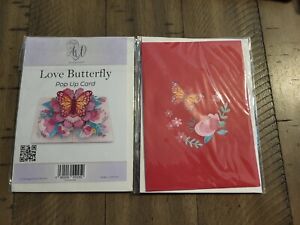 Lot Of 2 Beautiful Butterfly 3D Pop Up Greeting Card.  Great For Any Occasions. 