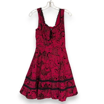 Vestido Corsé Hot Topic XS Gótico Punk Calaveras Caprichoso Gótico Rojo Negro Mini Foto 1 de 4