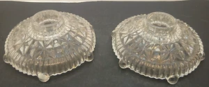 Vintage Anchor Hocking Clear Glass 'Stars & Bars' Candlestick Holders - Picture 1 of 4