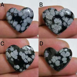 Natural A+ Snowflake Obsidian Heart Shape Cabochon Loose Gemstone Making Jewelry - Picture 1 of 13