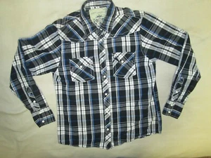 MENS MED PLAID WESTERN SHIRT PEARL SNAPS SUPPLY COMPANY USA NO. 01 SUPERIOR QUAL - Picture 1 of 5