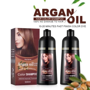 Hair Dye Shampoo Instant 3 in 1 +100% Grey Coverage -Argan Oil Ingredients 500ML - Bild 1 von 26