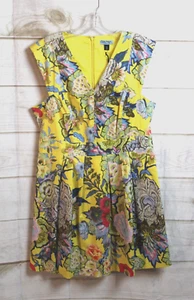 NWT ~ Cynthia Rowley Cotton Dress Floral Pockets Yellow Multi $119 - Picture 1 of 4