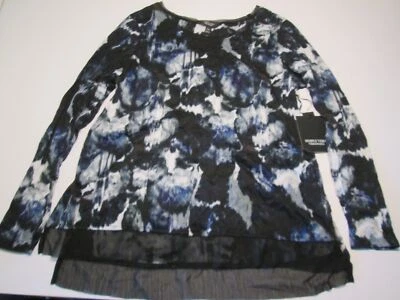 NUEVO CON ETIQUETAS Blusa Simple Vera Mujer Talla M Negra Manga Larga Cuello Redondo Manchado Transparente Foto 1 de 4