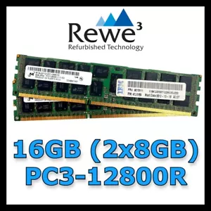 16GB (2x8GB) PC3-12800R Micron Registered ECC DDR3-1600 47J0169 *NON PER PC* - Foto 1 di 1