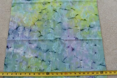 28" Long, Green Blue & Lavender Batik Cotton with Fish, P3156 - Image 1 of 4