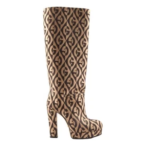NIB GUCCI Platform￼ Beige Mini Diamonds Face Tall Knee Boots 37.5 Retail $1250 - Picture 1 of 11